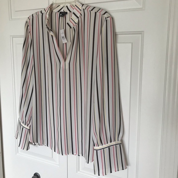 NWT Ann Taylor Factory Large Stripe Blouse - Picture 1 of 10
